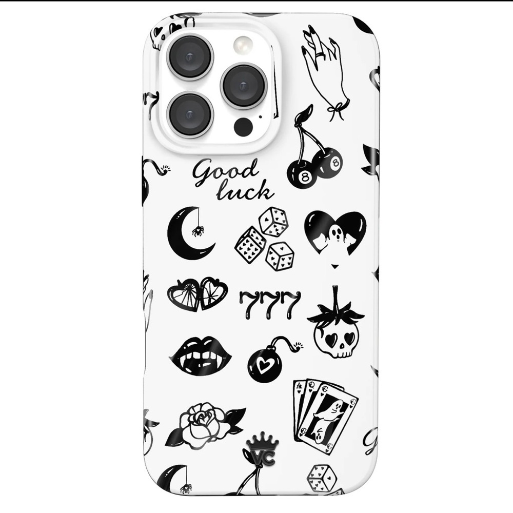 NWOT Velvet Caviar Good Luck iPhone 16 Pro Max Case & Grip Ring Tattoo Art New - Picture 3 of 11